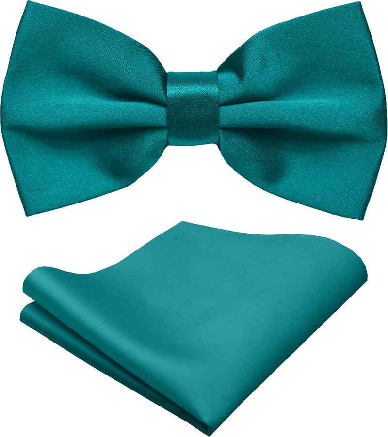 Trilece Bow Ties for Men - Mens Solid Color Formal Pre Tied Bowtie and Pocket Square Sets - Mens Bowties Bow Tie Sets - Image 1